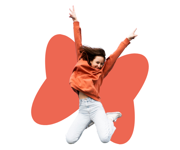 Happy woman jumping